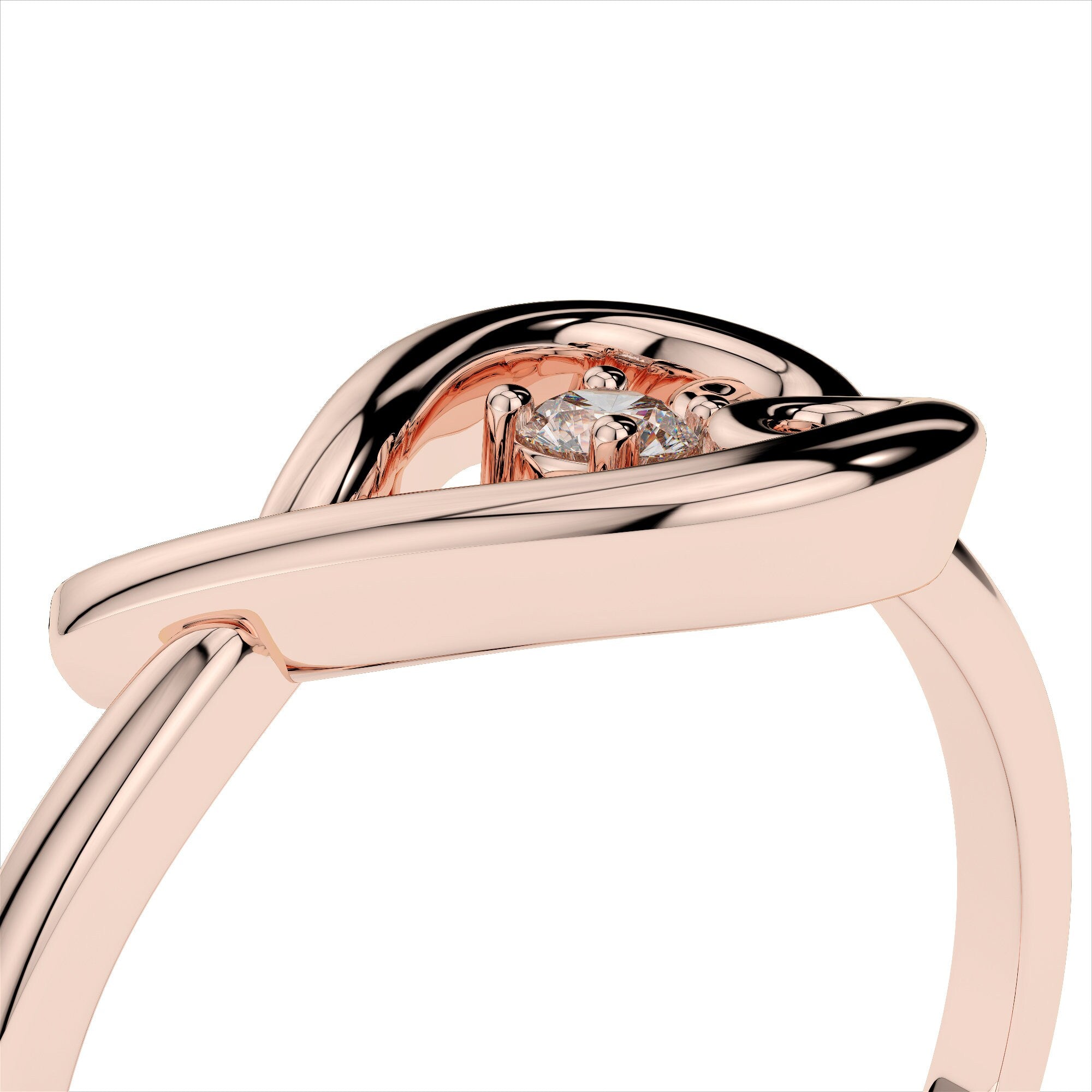 0.05 Carat Diamond Heart Ring / 14k Solid Gold / Modern and Contemporary Jewelry / Natural SI1 Diamond / Vintage Heart Ring / Love Knot Ring