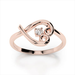 0.05 Carat Diamond Heart Ring / 14k Solid Gold / Modern and Contemporary Jewelry / Natural SI1 Diamond / Vintage Heart Ring / Love Knot Ring