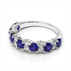 Garland Diamond & Sapphire Ring / Wedding Band / Anniversary Ring / Promise Ring / Birthstone Ring / Vintage Ring / Birthstone Ring