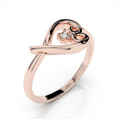 0.05 Carat Diamond Heart Ring / 14k Solid Gold / Modern and Contemporary Jewelry / Natural SI1 Diamond / Vintage Heart Ring / Love Knot Ring