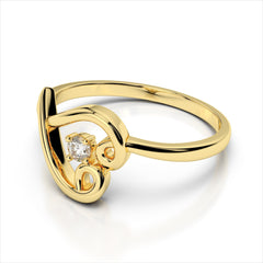 0.05 Carat Diamond Heart Ring / 14k Solid Gold / Modern and Contemporary Jewelry / Natural SI1 Diamond / Vintage Heart Ring / Love Knot Ring