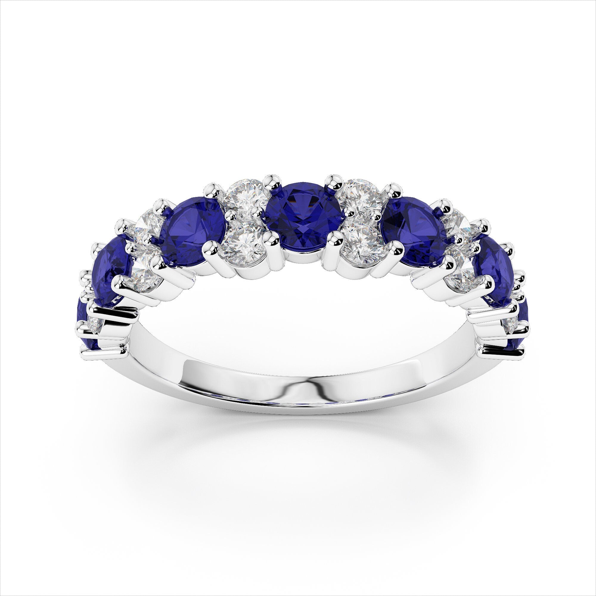 Garland Diamond & Sapphire Ring / Wedding Band / Anniversary Ring / Promise Ring / Birthstone Ring / Vintage Ring / Birthstone Ring
