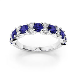 Garland Diamond & Sapphire Ring / Wedding Band / Anniversary Ring / Promise Ring / Birthstone Ring / Vintage Ring / Birthstone Ring