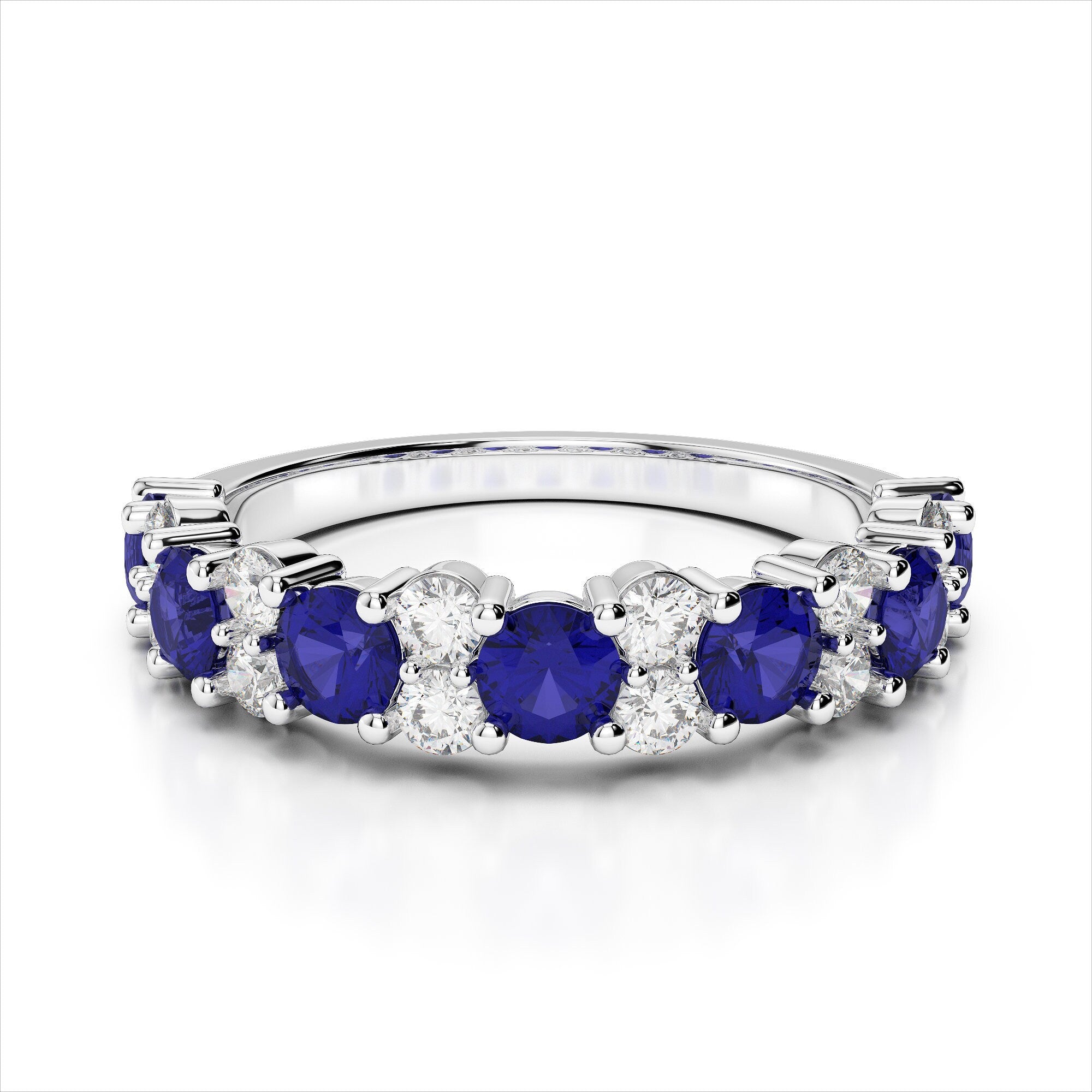 Garland Diamond & Sapphire Ring / Wedding Band / Anniversary Ring / Promise Ring / Birthstone Ring / Vintage Ring / Birthstone Ring
