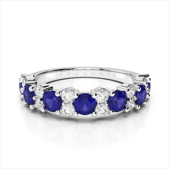 Garland Diamond & Sapphire Ring / Wedding Band / Anniversary Ring / Promise Ring / Birthstone Ring / Vintage Ring / Birthstone Ring