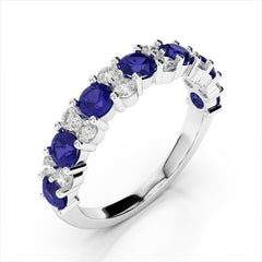 Garland Diamond & Sapphire Ring / Wedding Band / Anniversary Ring / Promise Ring / Birthstone Ring / Vintage Ring / Birthstone Ring