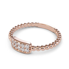 Unique Diamond Cluster Ring in 14k Gold / Beaded Gold and Diamond Stackable Ring / Diamond Wedding Band / Dainty Ring / Dainty Promise Ring
