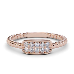 Unique Diamond Cluster Ring in 14k Gold / Beaded Gold and Diamond Stackable Ring / Diamond Wedding Band / Dainty Ring / Dainty Promise Ring