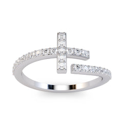 Spiral 0.27 Carat Diamond Cross Wrap Ring / Wrap Around Ring / Dainty Nail Ring / Platinum Nail Ring / Solid Gold Nail / Stackable Nail Ring