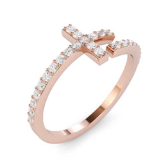 Spiral 0.27 Carat Diamond Cross Wrap Ring / Wrap Around Ring / Dainty Nail Ring / Platinum Nail Ring / Solid Gold Nail / Stackable Nail Ring
