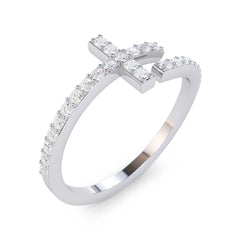 Spiral 0.27 Carat Diamond Cross Wrap Ring / Wrap Around Ring / Dainty Nail Ring / Platinum Nail Ring / Solid Gold Nail / Stackable Nail Ring