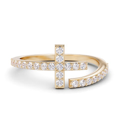 Spiral 0.27 Carat Diamond Cross Wrap Ring / Wrap Around Ring / Dainty Nail Ring / Platinum Nail Ring / Solid Gold Nail / Stackable Nail Ring