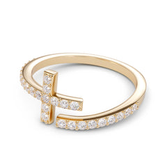 Spiral 0.27 Carat Diamond Cross Wrap Ring / Wrap Around Ring / Dainty Nail Ring / Platinum Nail Ring / Solid Gold Nail / Stackable Nail Ring