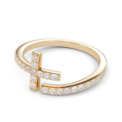 Spiral 0.27 Carat Diamond Cross Wrap Ring / Wrap Around Ring / Dainty Nail Ring / Platinum Nail Ring / Solid Gold Nail / Stackable Nail Ring