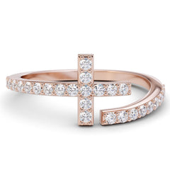 Spiral 0.27 Carat Diamond Cross Wrap Ring / Wrap Around Ring / Dainty Nail Ring / Platinum Nail Ring / Solid Gold Nail / Stackable Nail Ring