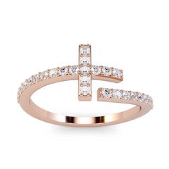 Spiral 0.27 Carat Diamond Cross Wrap Ring / Wrap Around Ring / Dainty Nail Ring / Platinum Nail Ring / Solid Gold Nail / Stackable Nail Ring