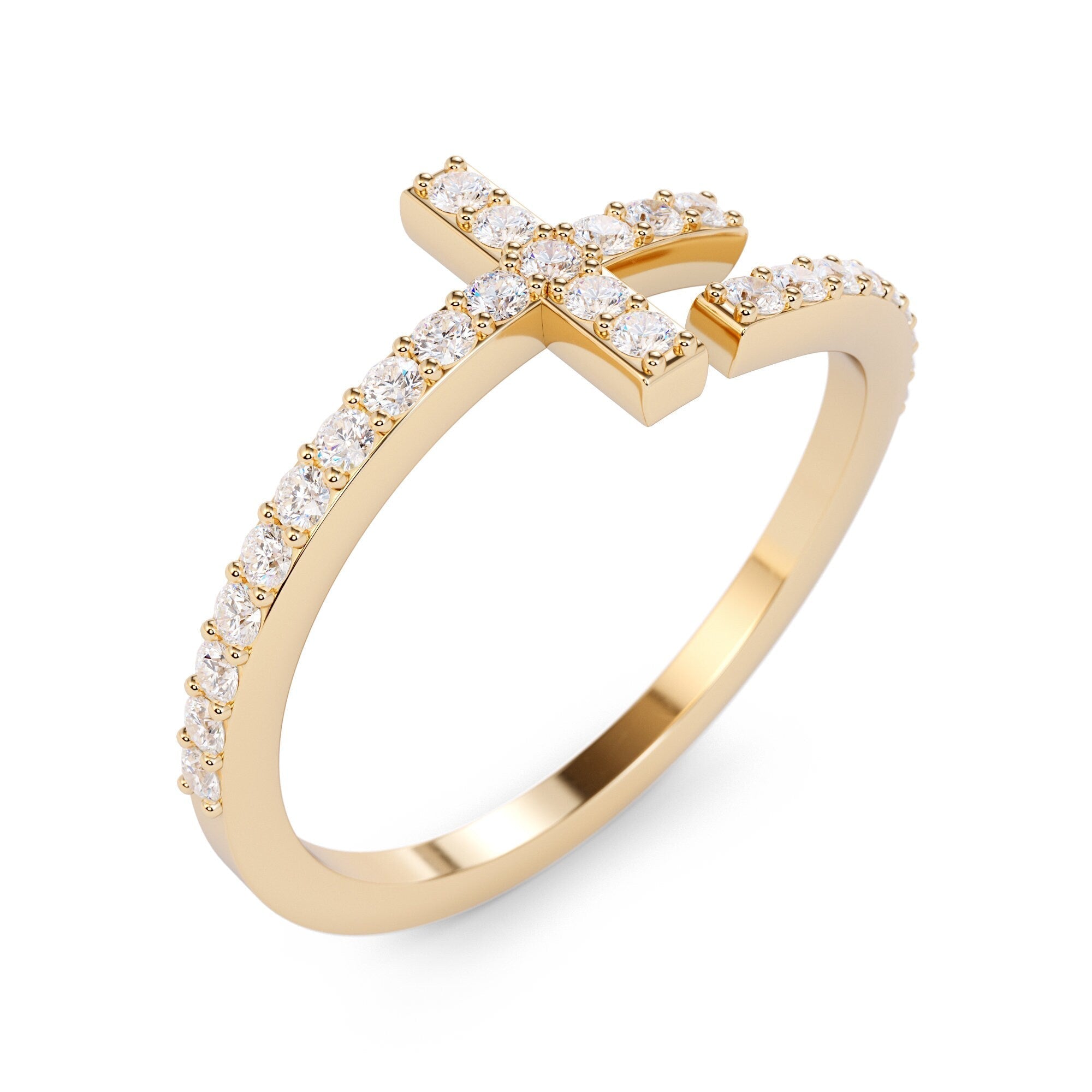 Spiral 0.27 Carat Diamond Cross Wrap Ring / Wrap Around Ring / Dainty Nail Ring / Platinum Nail Ring / Solid Gold Nail / Stackable Nail Ring