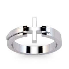 Sideways Cross Bilevel Ring / Solid Gold Wrap Around Ring / Gold Religious Catholic Ring / Platinum Cross Ring / Christian Jewelry / Jesus