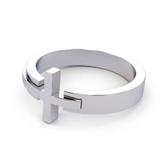 Sideways Cross Bilevel Ring / Solid Gold Wrap Around Ring / Gold Religious Catholic Ring / Platinum Cross Ring / Christian Jewelry / Jesus
