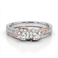 0.62ct. Curved Two Stone Promise Ring  / Forever Us Diamond Ring / Solid Gold Two Diamond Anniversary Ring / Engagement Ring / Bypass Ring