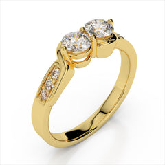 0.62ct. Curved Two Stone Promise Ring  / Forever Us Diamond Ring / Solid Gold Two Diamond Anniversary Ring / Engagement Ring / Bypass Ring