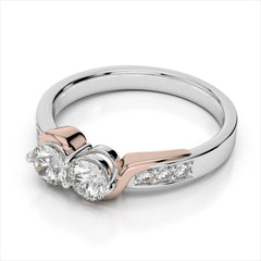 0.62ct. Curved Two Stone Promise Ring  / Forever Us Diamond Ring / Solid Gold Two Diamond Anniversary Ring / Engagement Ring / Bypass Ring