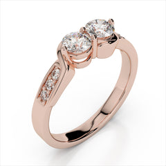 0.62ct. Curved Two Stone Promise Ring  / Forever Us Diamond Ring / Solid Gold Two Diamond Anniversary Ring / Engagement Ring / Bypass Ring